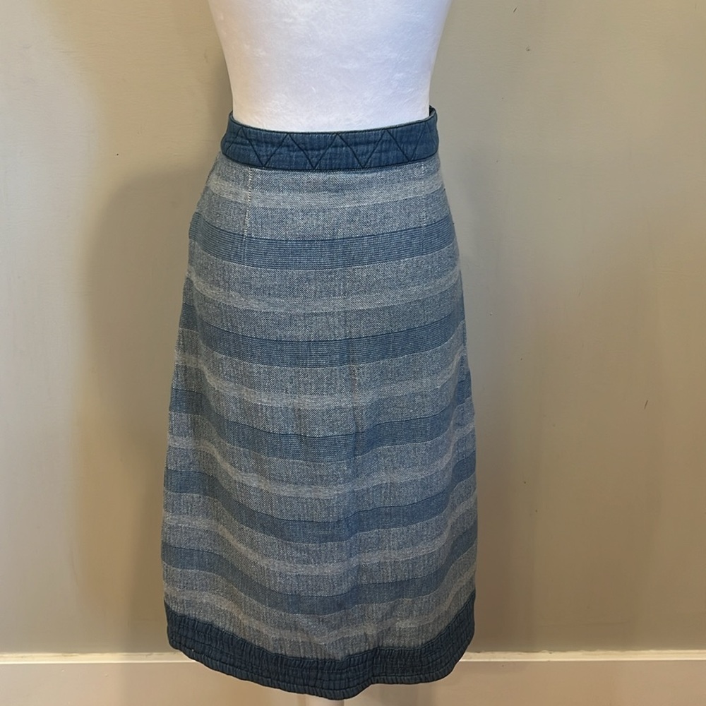 Free People Blue Striped High-Low Denim Wrap Skirt - Picture 4 of 10